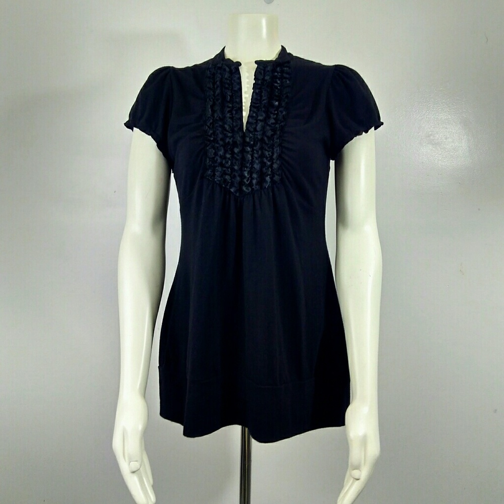 Maurice's Black Open-Collar Blouse